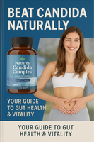 E-book titled "Beat Candida Naturally - Your Guide to Gut Health & Vitality"